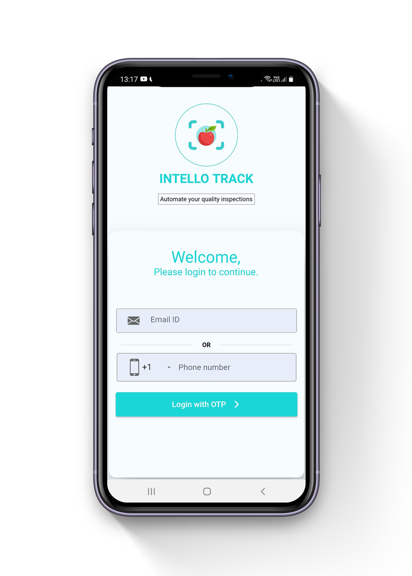 Intello track app mobile view