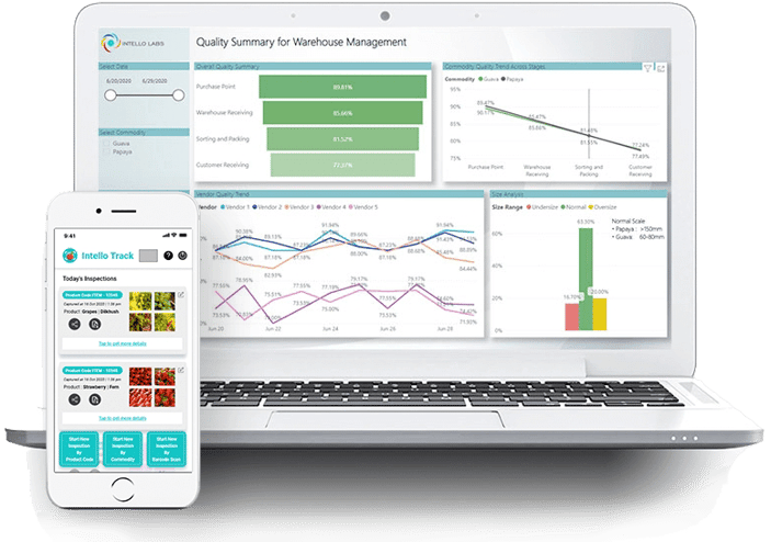 Intello track app view on laptop and mobile